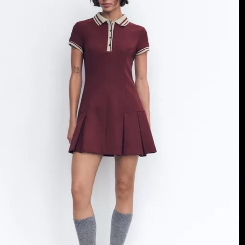 NWT Zara Burgundy Polo Dress